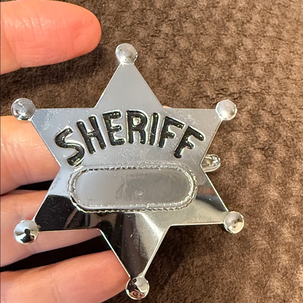 Silver Sheriff Badge Toy Sheriff Texas Chrome Star Police Badge